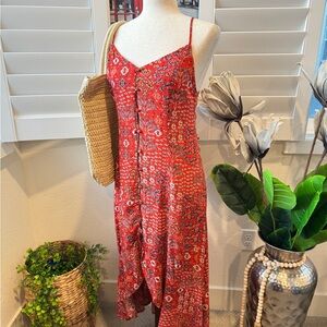 Abel the Label. Size M. Boho Red Floral High Low Dress